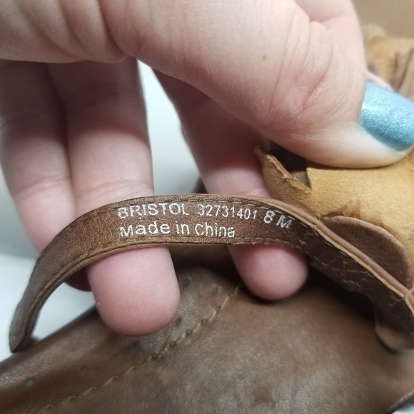 Naya Bristol brown leather flower slide sandals 8M - Picture 10 of 10